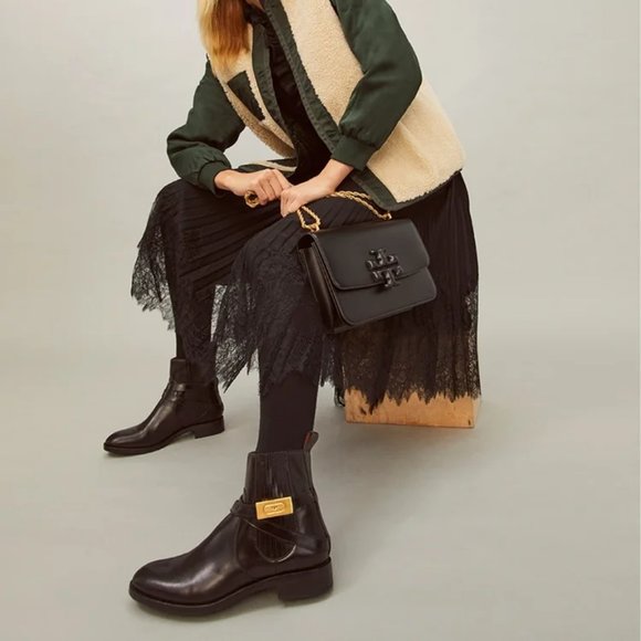 Tory Burch READ THE DESCRIPTION! T-HARDWARE CHELSEA BOOT Black 8 Booties - Picture 2 of 13